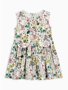 Next Direct size 2-3 yrs White Floral Cotton Sundress with Pink Button Detail